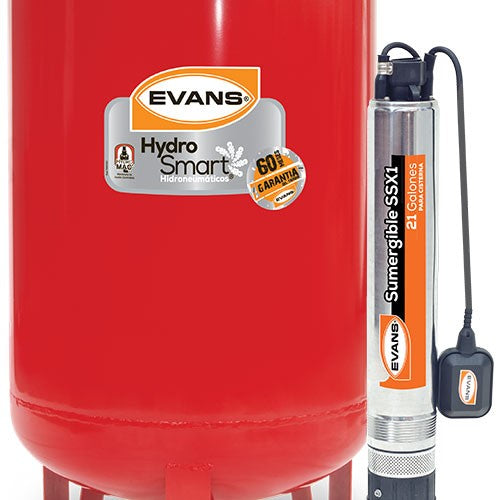 EQUIPO HIDRONEUMATICO CON BOMBA SUMERGIBLE 0.50HP 90L - EHSS050-090VE