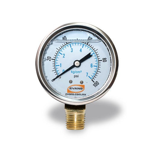 MANÓMETRO GLICERINA 100PSI INFERIOR - MA100-1/4G