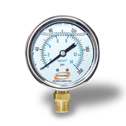 MANOMETRO GLICERINA 200PSI - MA200-1/4G