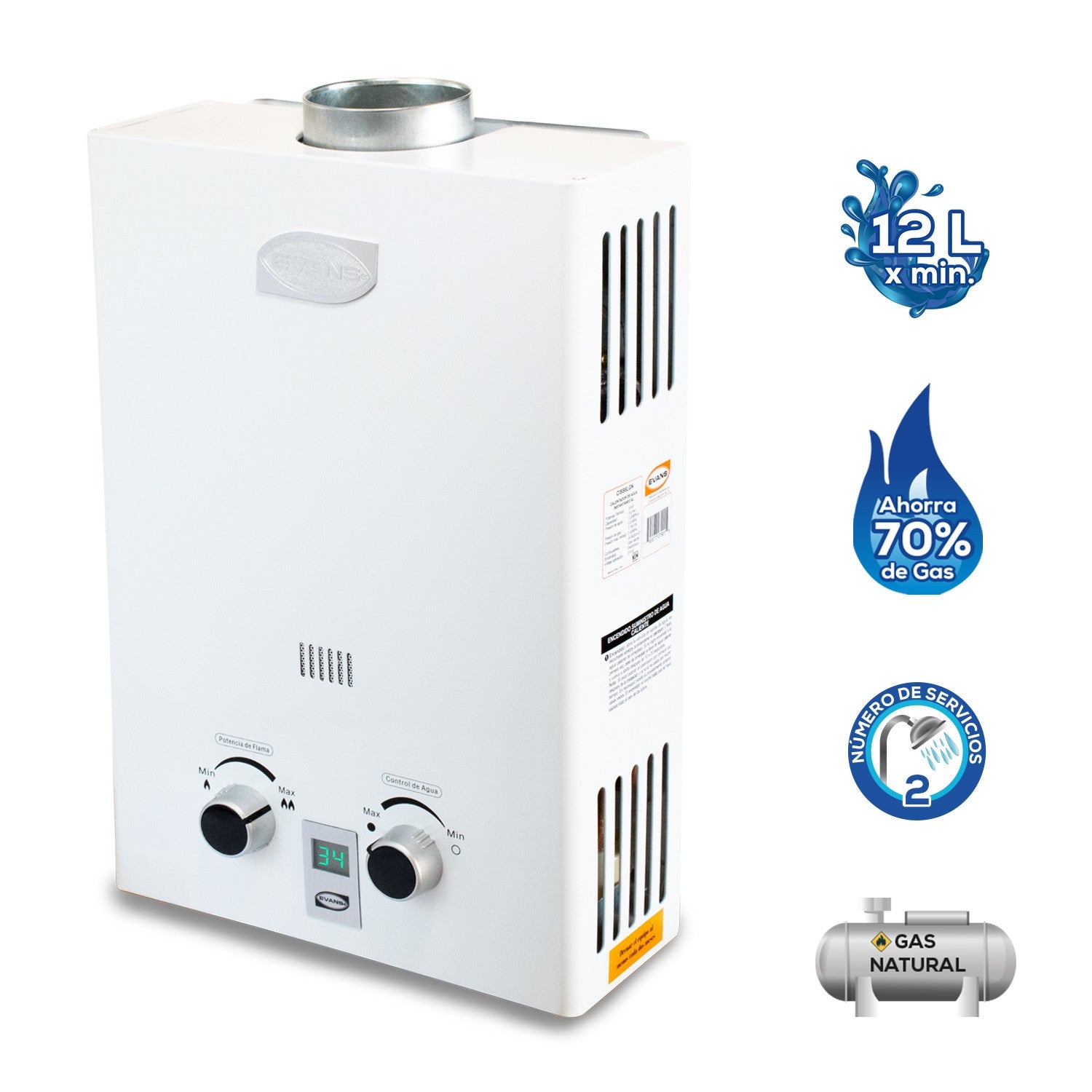 CALENTADOR INSTÁNTANEO 12L GN - CISS12LGN