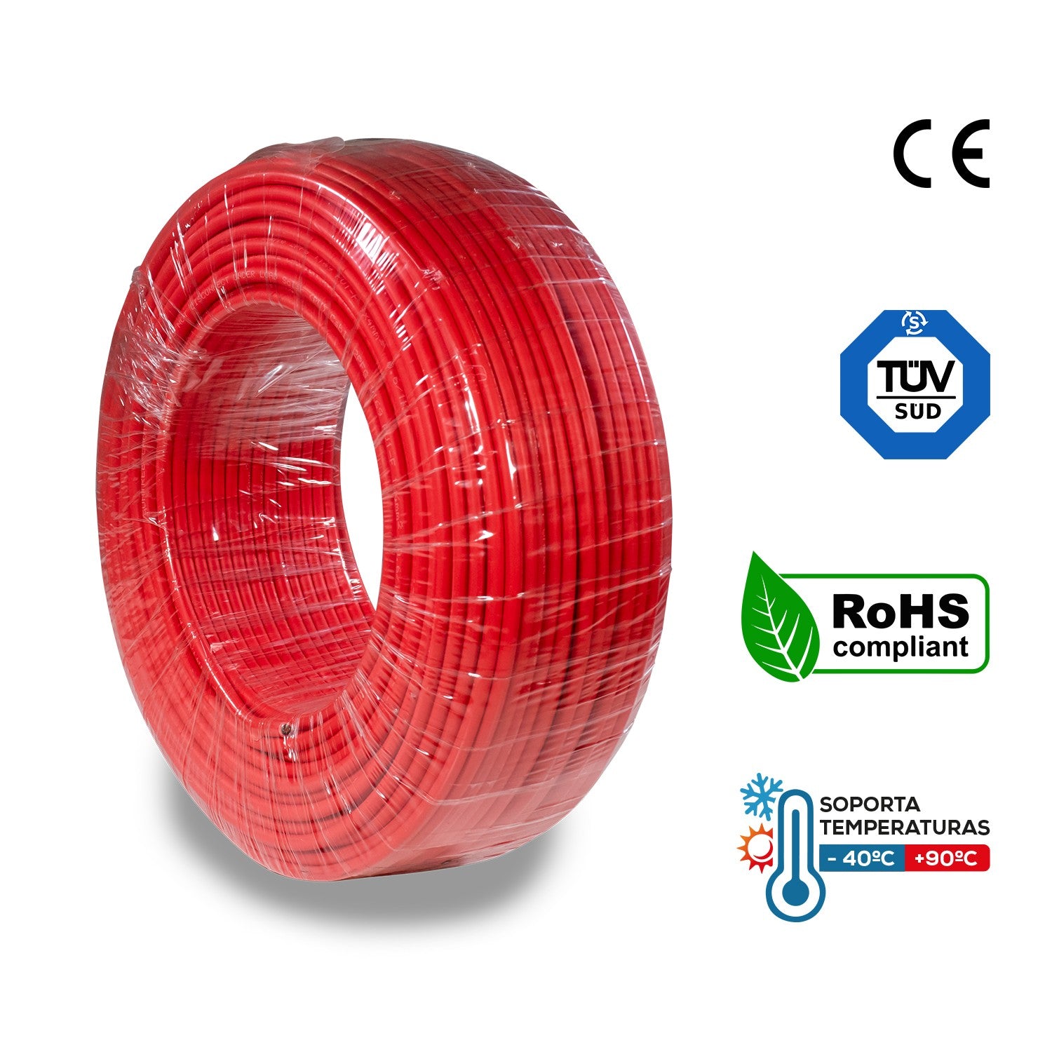 CABLE SOLAR ROJO 12AWG 100MT - CXSR-12AWG