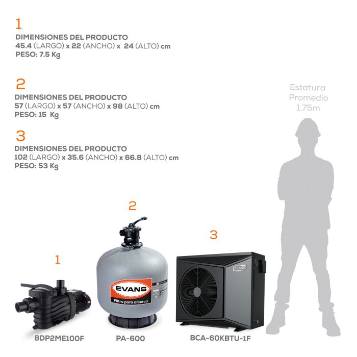 KIT BOMBA DE PISCINA 1 HP BDC