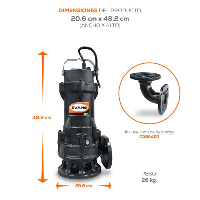 BOMBA DE AGUA RESIDUAL 1HP 220V