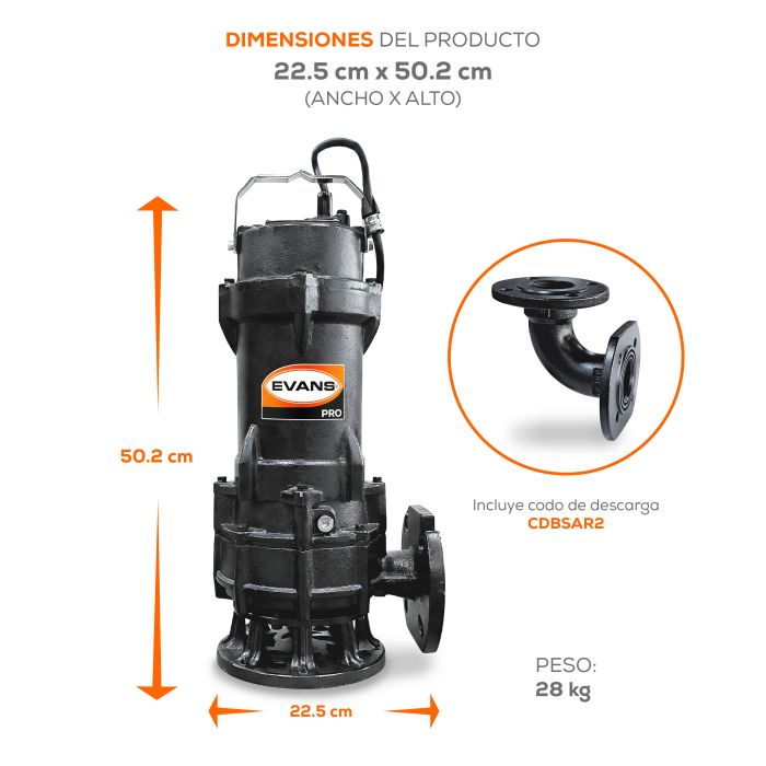 BOMBA DE AGUA RESIDUAL 1HP 440V