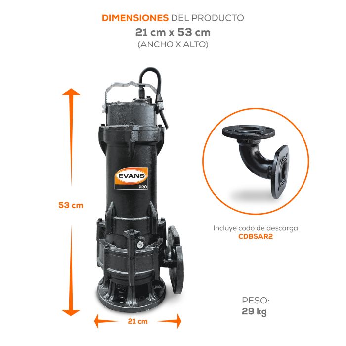BOMBA DE AGUA RESIDUAL 1.5HP 440V