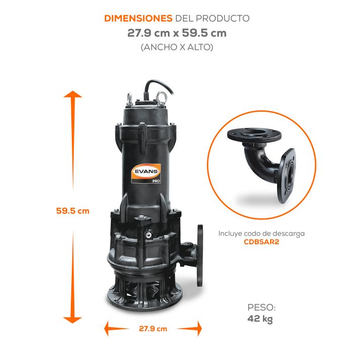 BOMBA DE AGUA RESIDUAL 3HP 440V
