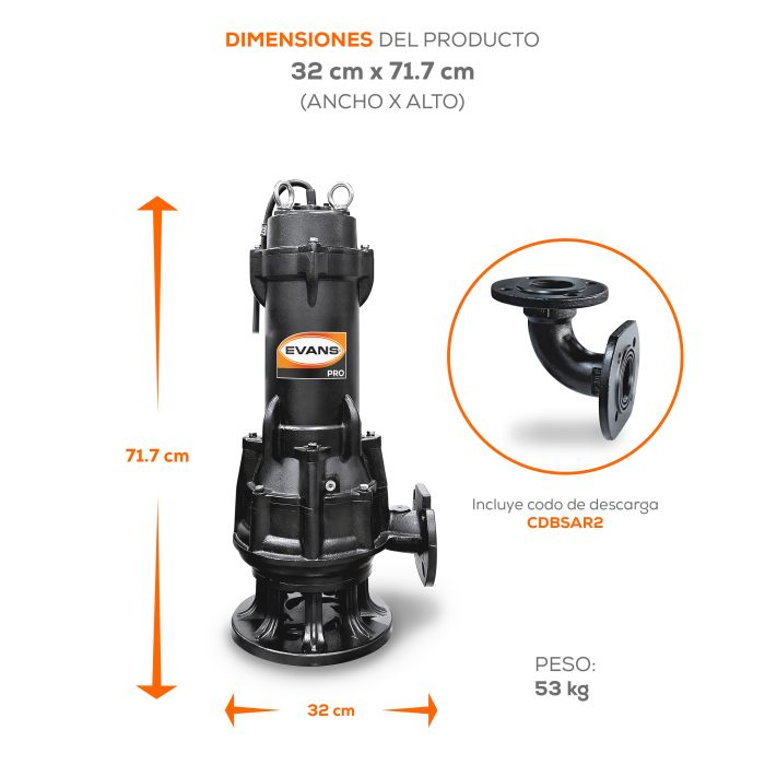 BOMBA DE AGUA RESIDUAL 5HP 220V