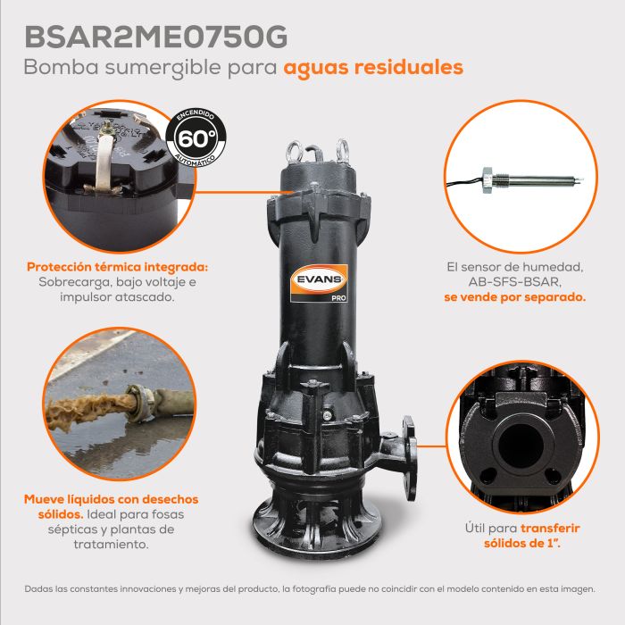 BOMBA DE AGUA RESIDUAL 7.5HP 220V