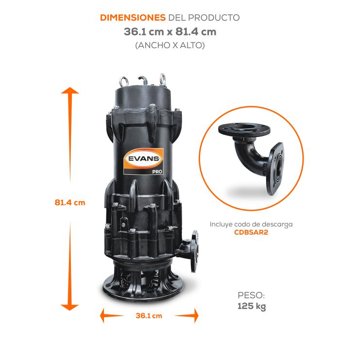 BOMBA DE AGUA RESIDUAL 10HP 220V