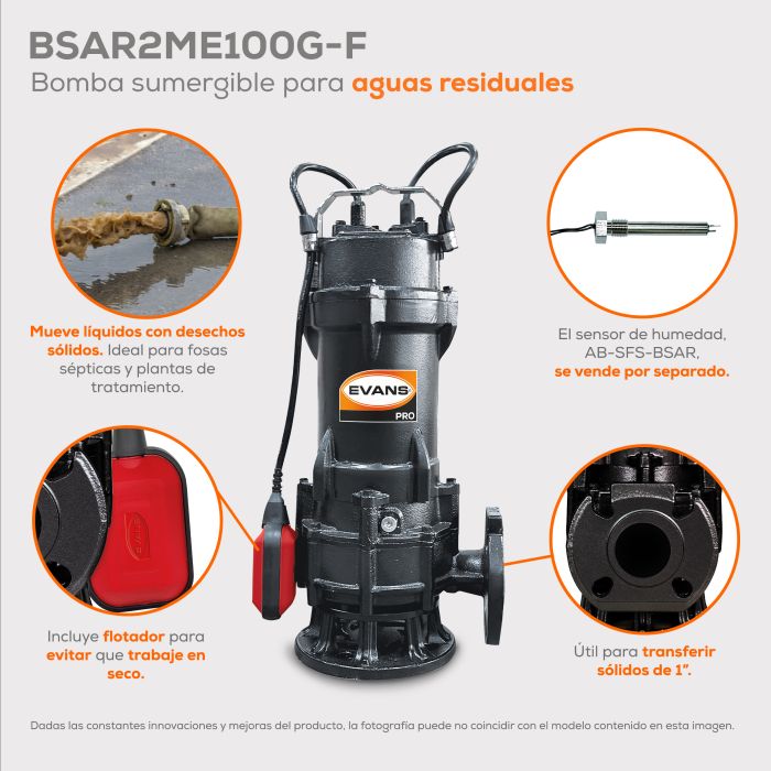 BOMBA DE AGUA RESIDUAL 1HP 220V