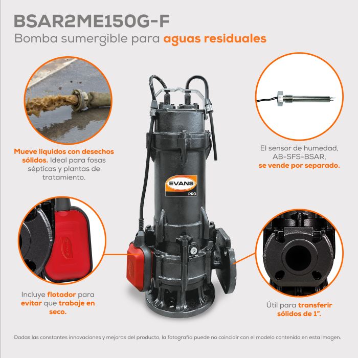 BOMBA DE AGUA RESIDUAL 1.5HP 220V