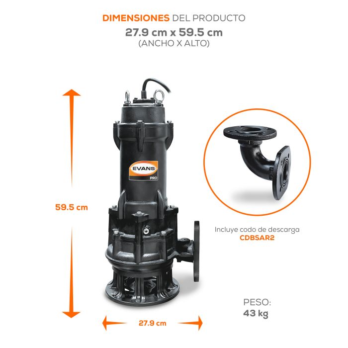 BOMBA DE AGUA RESIDUAL 3HP 220V