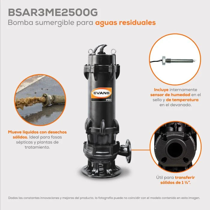 BOMBA DE AGUA RESIDUAL 30HP 220V BSAR6ME3000G