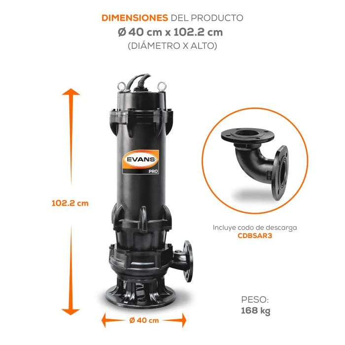 BOMBA DE AGUA RESIDUAL 30HP 220V BSAR6ME3000G