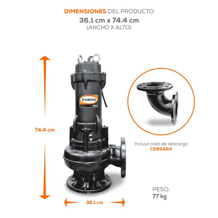 BOMBA DE AGUA RESIDUAL 5HP 220V