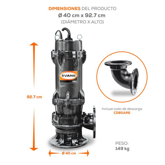BOMBA DE AGUA RESIDUAL 15HP 440V