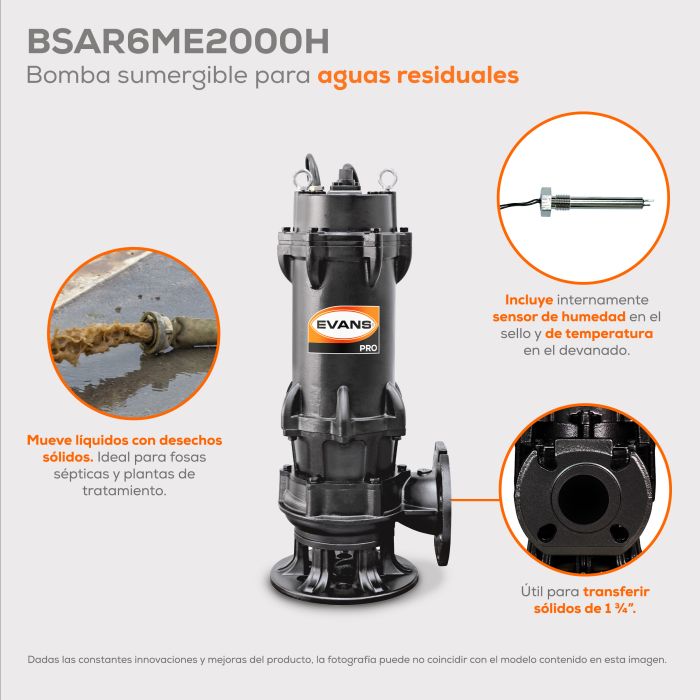 BOMBA DE AGUA RESIDUAL 20HP 440V BSAR6ME2000H