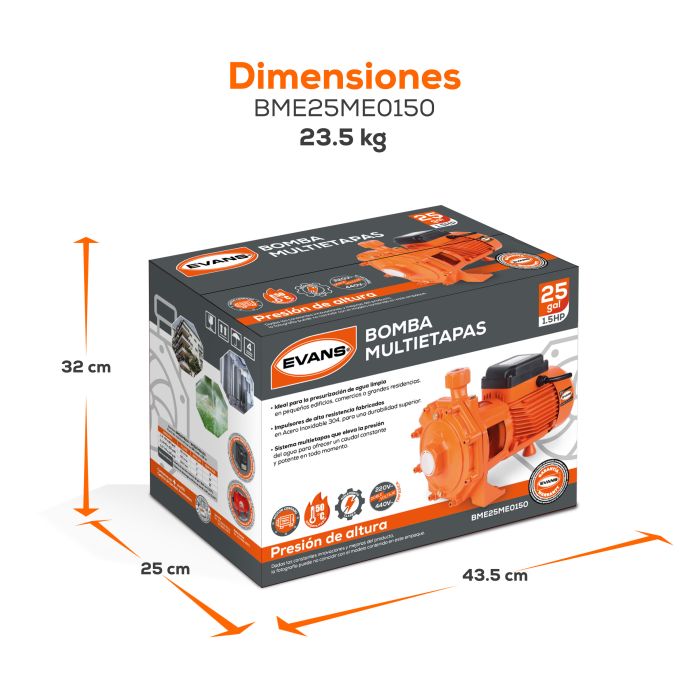 BOMBA MULTIETAPAS 25GPM 2HP