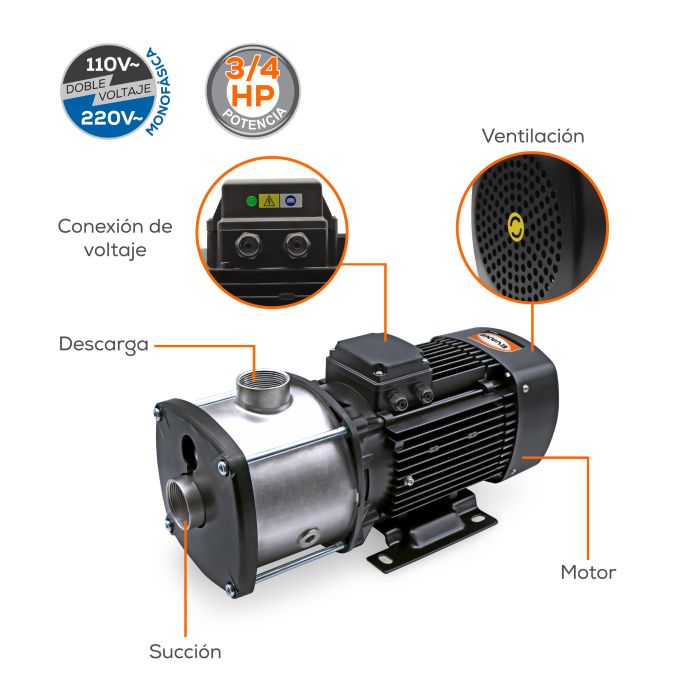 BOMBA MULTIETAPAS 8GPM 1HP