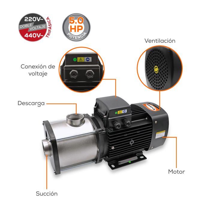 BOMBA MULTIETAPAS 100GPM 5HP