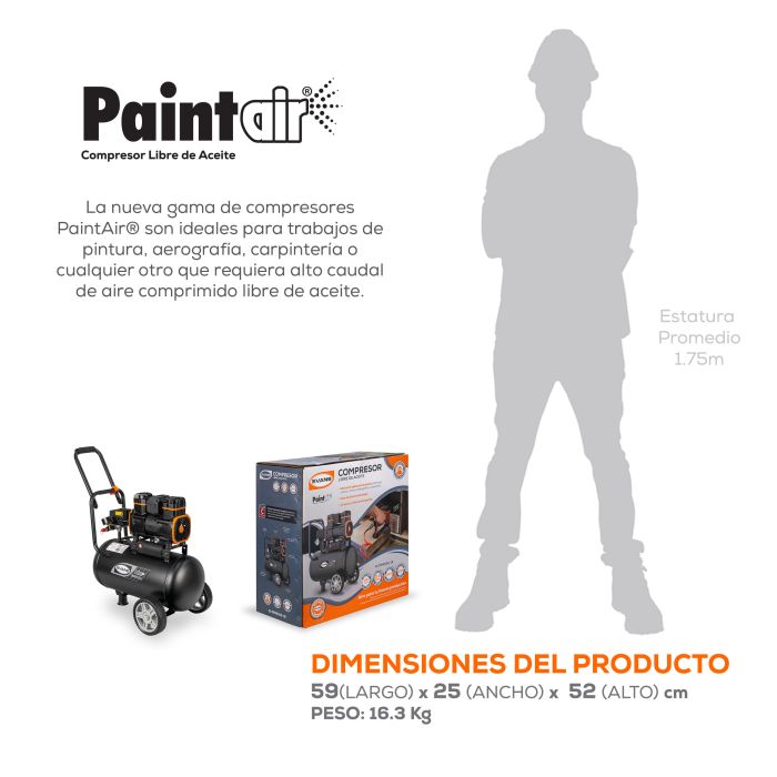COMPRESOR 1E LA PAINT 1HP 24L EL50ME100-24