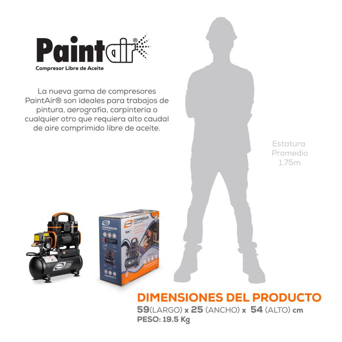 COMPRESOR 1E LA PAINT 1HP 8L EL50ME100-8