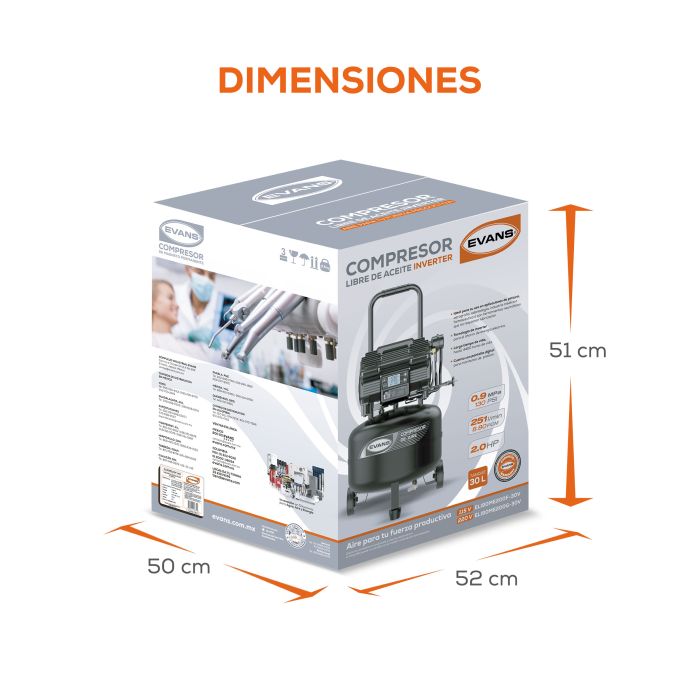 COMPRESOR LIBRE ACEITE 3HP 30L ELI120E300G-30V