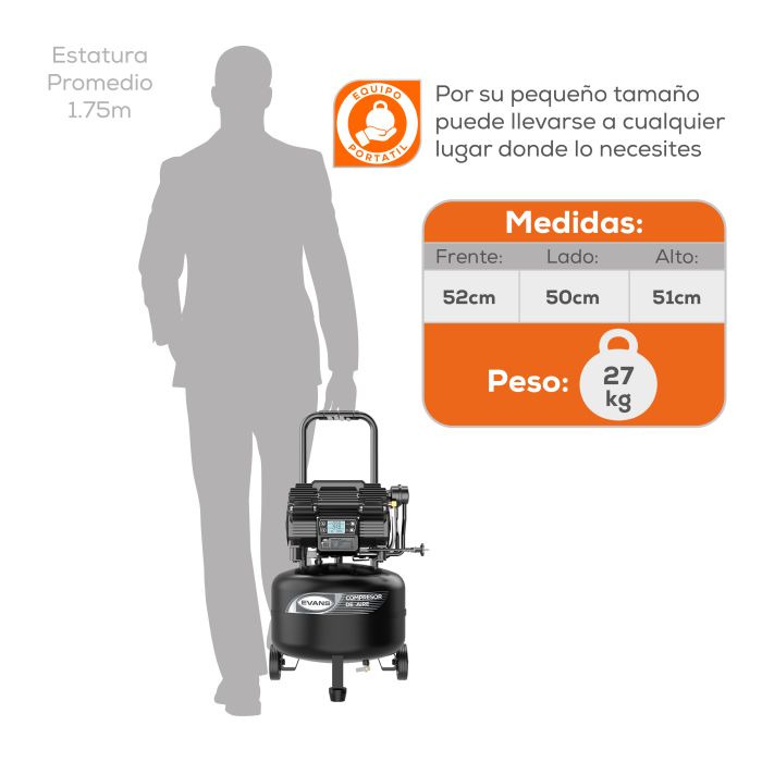 COMPRESOR LIBRE ACEITE 2HP 30L ELI90ME200F-30V