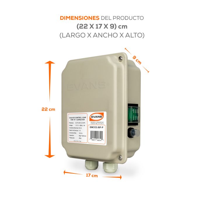 CAJA DE CONTROL 1/2HP P/ MOTOR