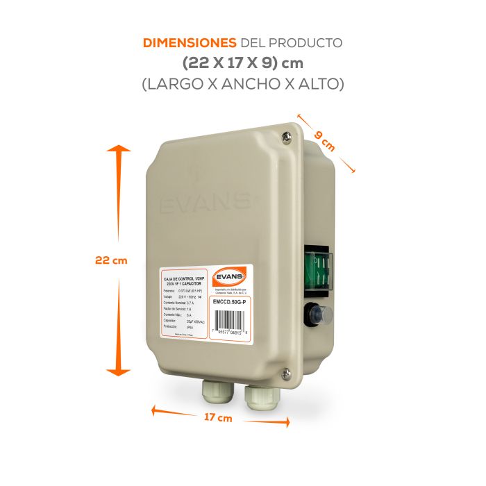 CAJA DE CONTROL 1/2HP P/ MOTOR