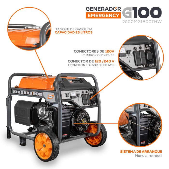 GENERADOR 10KW 18HP MANUAL G100MG1800THW
