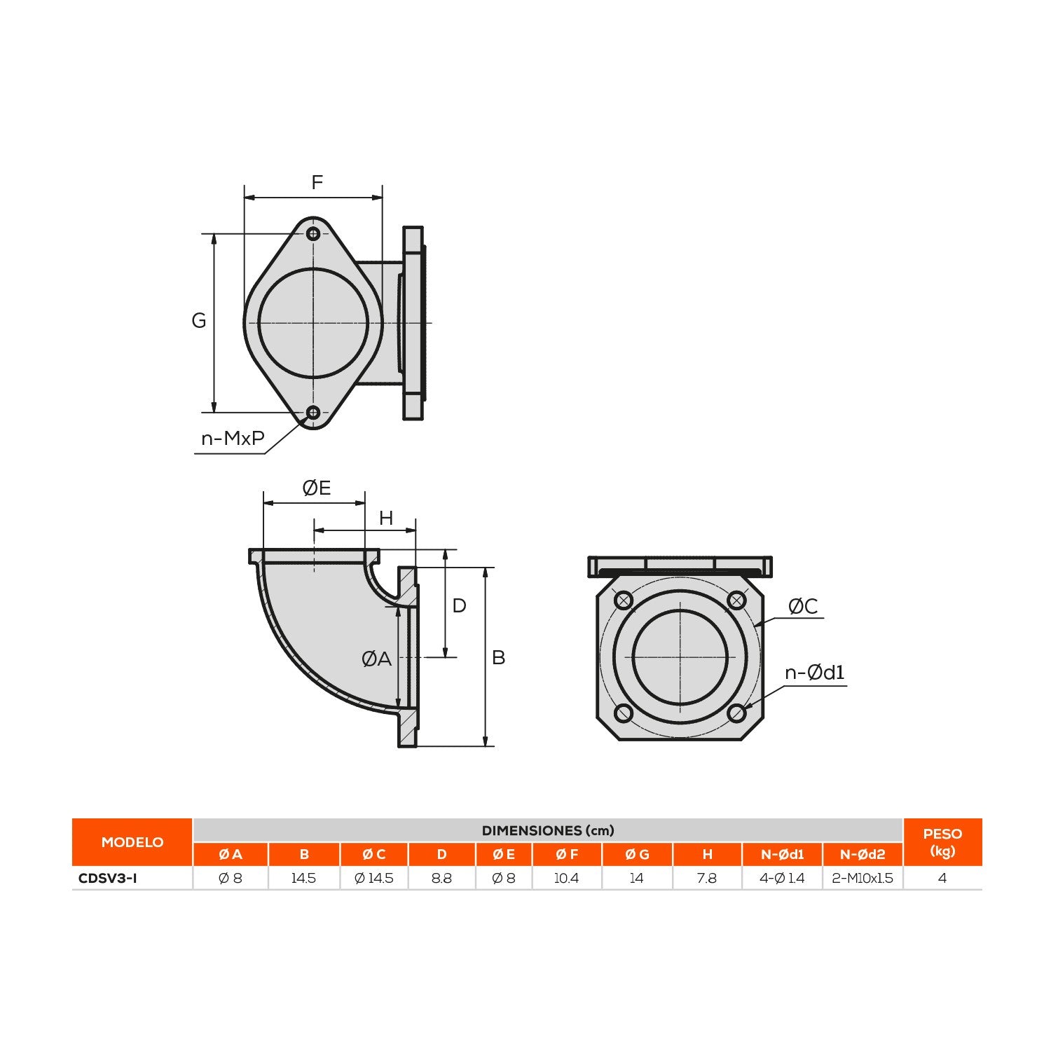CODO INOX BRIDA OVALADA 3 - CDSV3-I