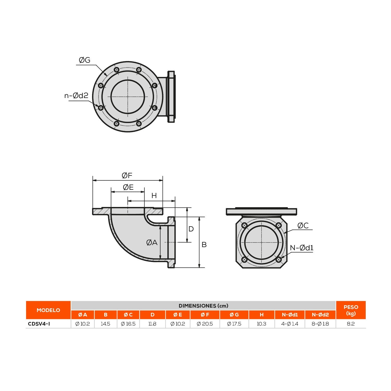CODO INOX BRIDA OVALADA 4 - CDSV4-I