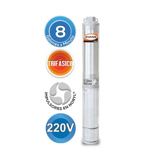 EQUIPO DE RIEGO SUMERGIBLE TRIFÁSICO 8GPM 0.5HP 220V - SD410ME0050G