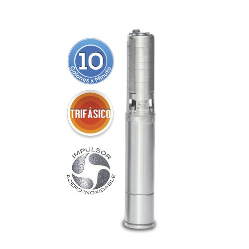 EQUIPO DE RIEGO SUMERGIBLE INOX TRIFÁSICA 10GPM 3.0HP 220V - SD410ME0300GI