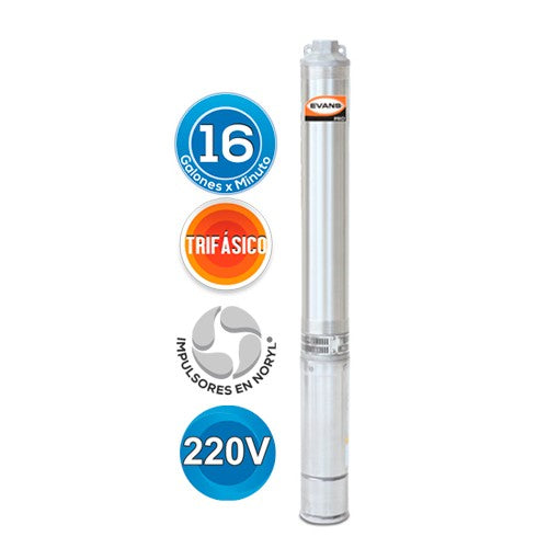 EQUIPO DE RIEGO SUMERGIBLE TRIFÁSICO 16GPM 1.5HP 220V - SD418ME0150G