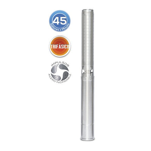 EQUIPO DE RIEGO SUMERGIBLE TRIFÁSICA INOX 25GPM 3.0HP 220V - SD425ME0300GI