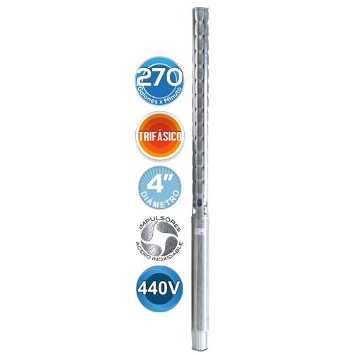 EQUIPO DE RIEGO SUMERGIBLE TRIFÁSICO INOX 270GPM 20.0HP 440V - SD6270ME2000HI