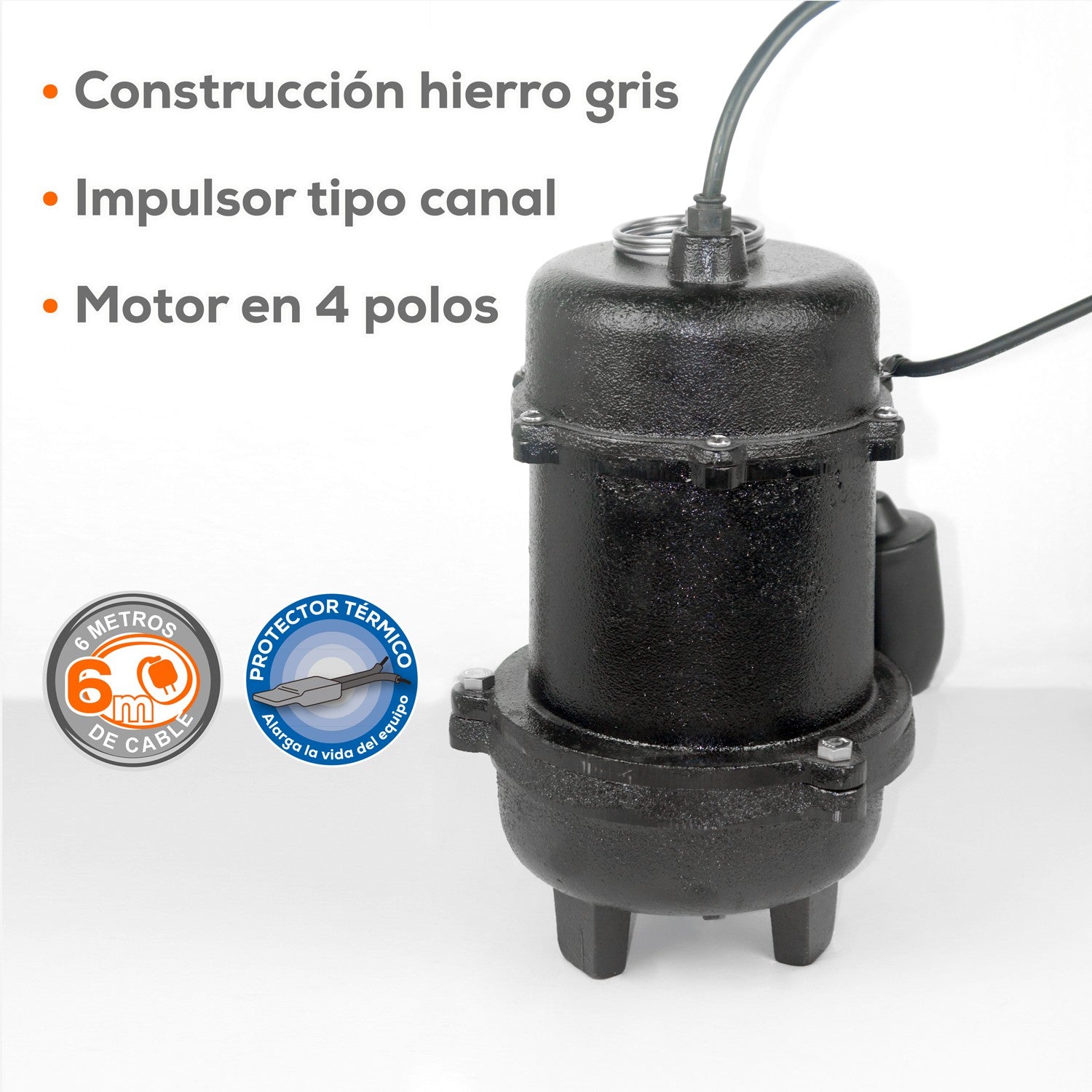 BOMBA SUMERGIBLE PARA AGUA CON SÓLIDOS 1.0HP 2"NPT - SSN2ME100