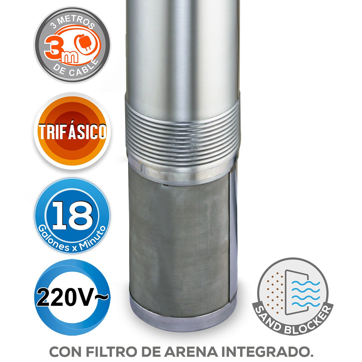 EQUIPO DE RIEGO SUMERGIBLE TRIFÁSICA 18GPM 1.5HP 220V - SSX1ME0150G