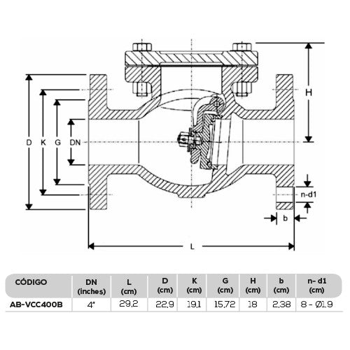 VÁLVULA CHECK COLUMPIO 4" - AB-VCC400B