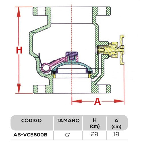 VÁLVULA CHECK SILENCIOSA BRIDADA 6" - AB-VCS600B