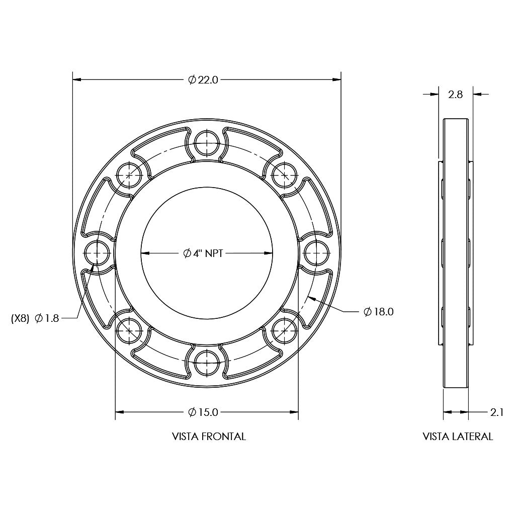 KIT BRIDAS ROSCADAS 4" - RB-SSXV-KBR400