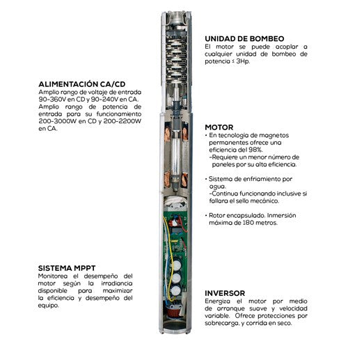 MOTOR SUMERGIBLE SOLAR 3.0HP - SOLAR-POWER