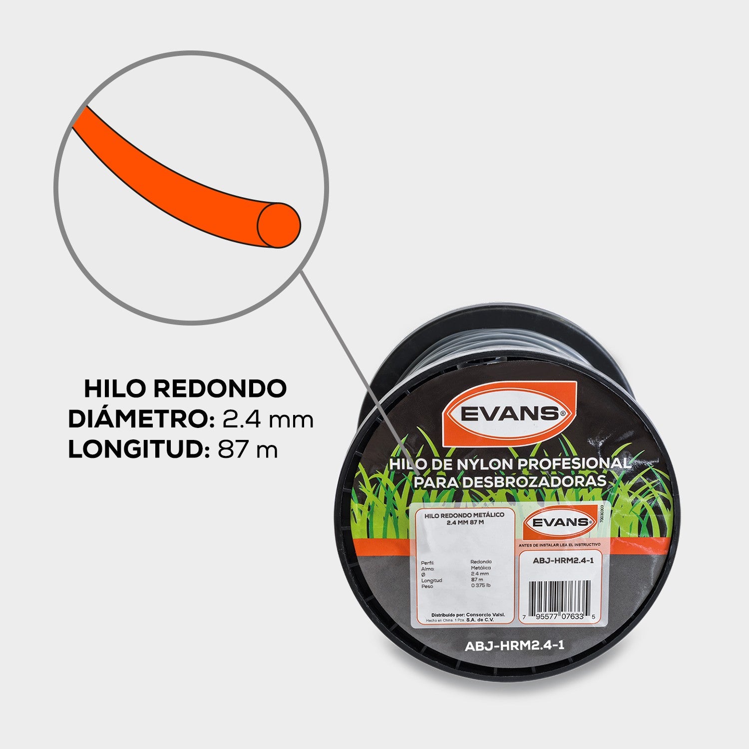 HILO REFORZADO DESBROZADORA 2.4MM 87M - ABJ-HRM2.4-1