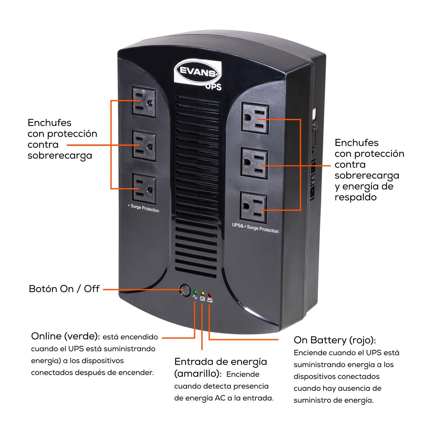 UPS EVANS E600VA/S360W - UPSEV360W