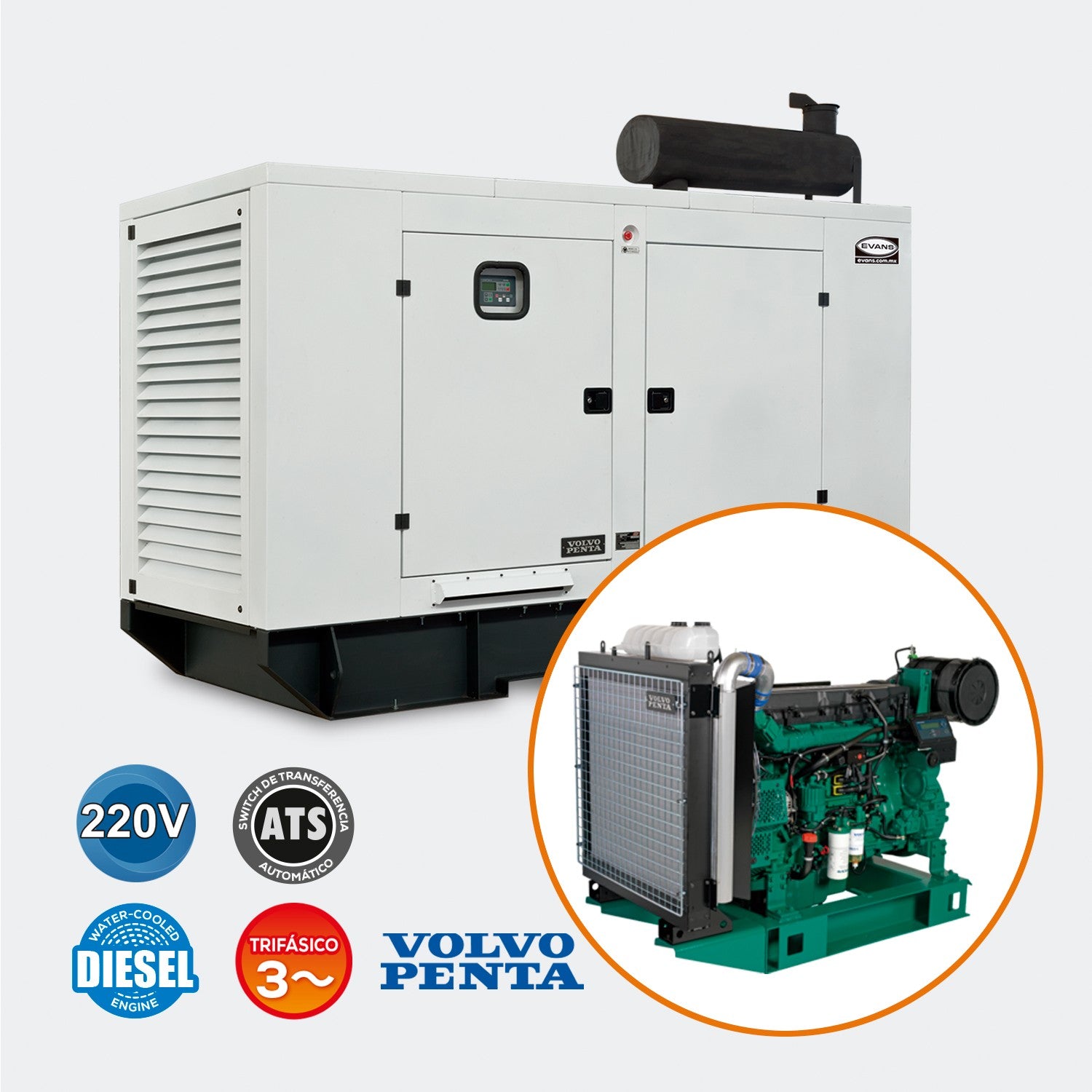 GENERADOR TRIFÁSICO 130KW A/A 220V VOLVO - GTC164DA220V