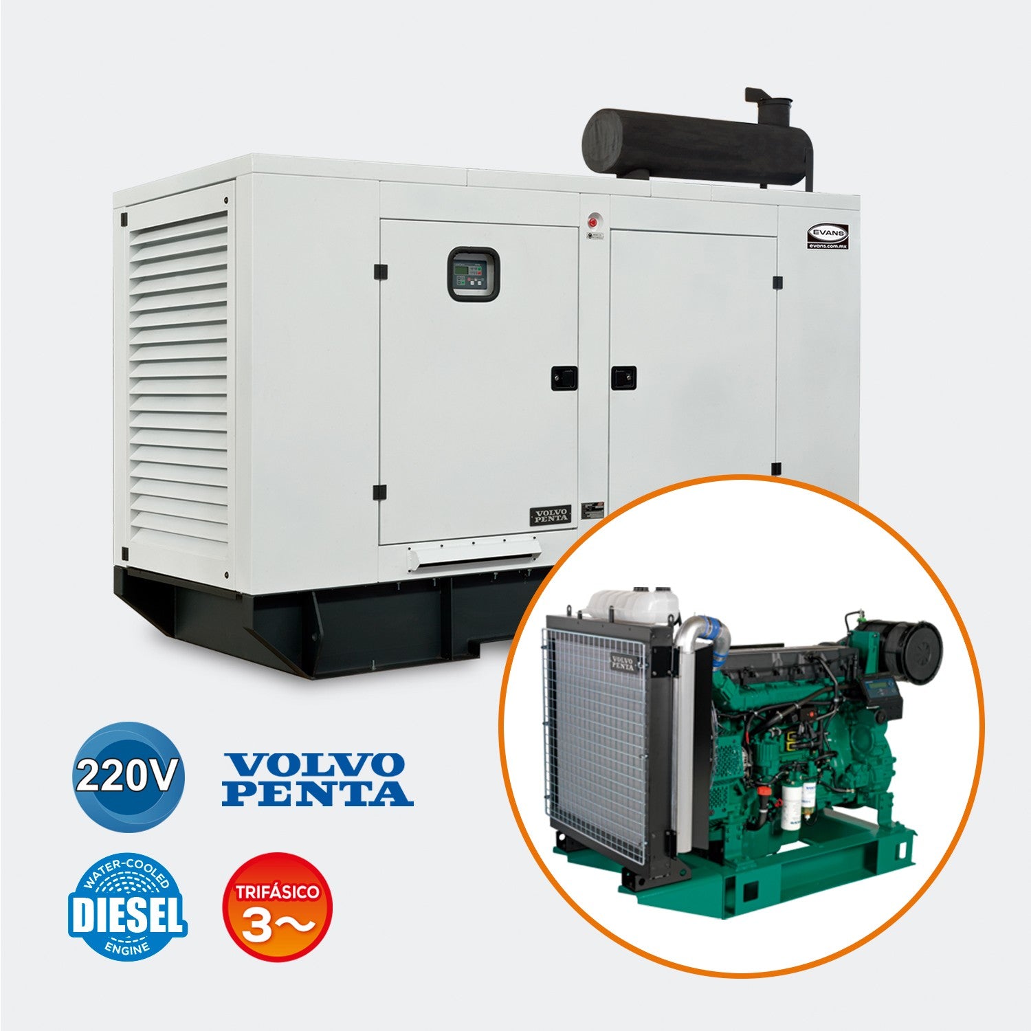 GENERADOR TRIFÁSICO 130KW A/M 220V VOLVO - GTC164DM220V