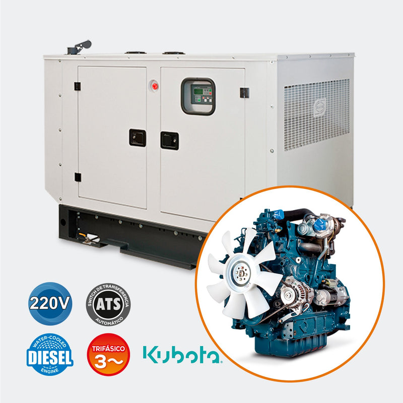 GENERADOR TRIFÁSICO 26KW A/A 220V KUBOTA - GTC34DA220K