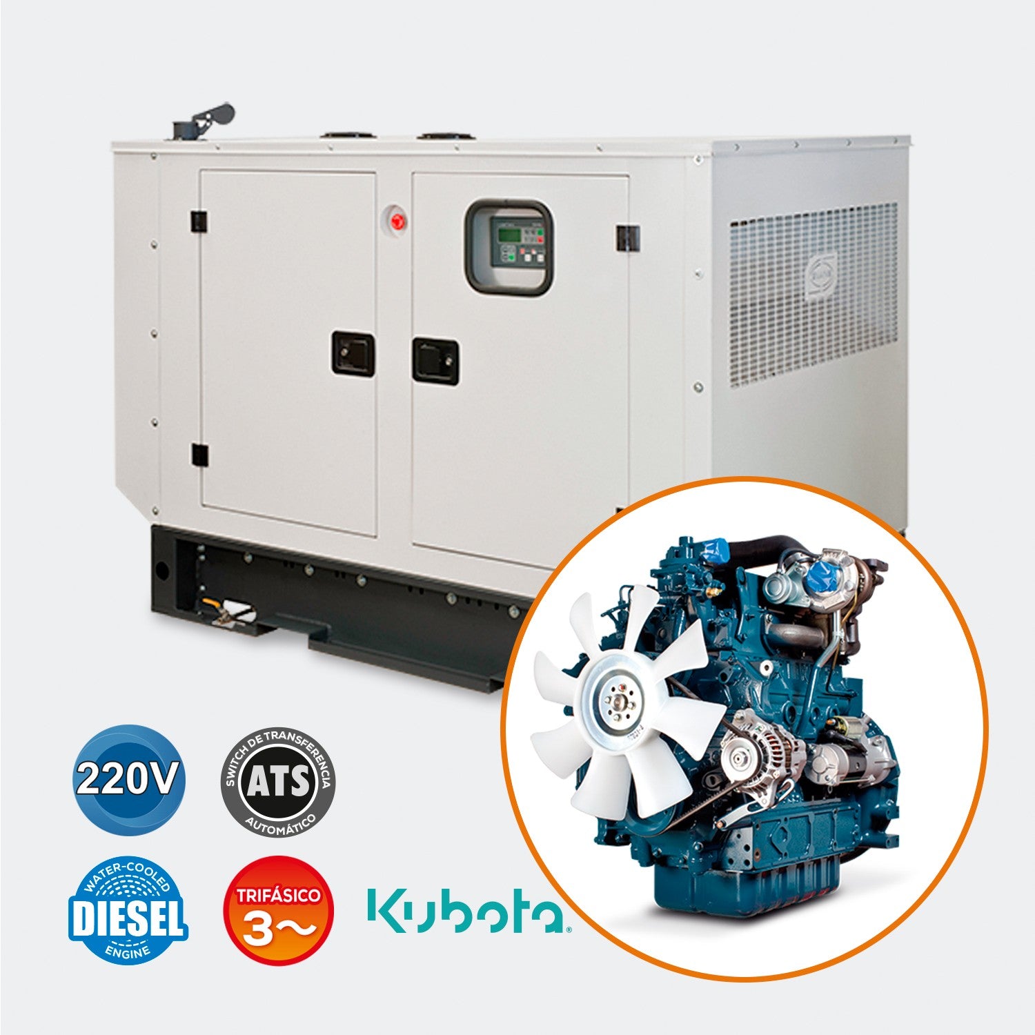 GENERADOR TRIFÁSICO 40KW A/A 220V KUBOTA - GTC53DA220K